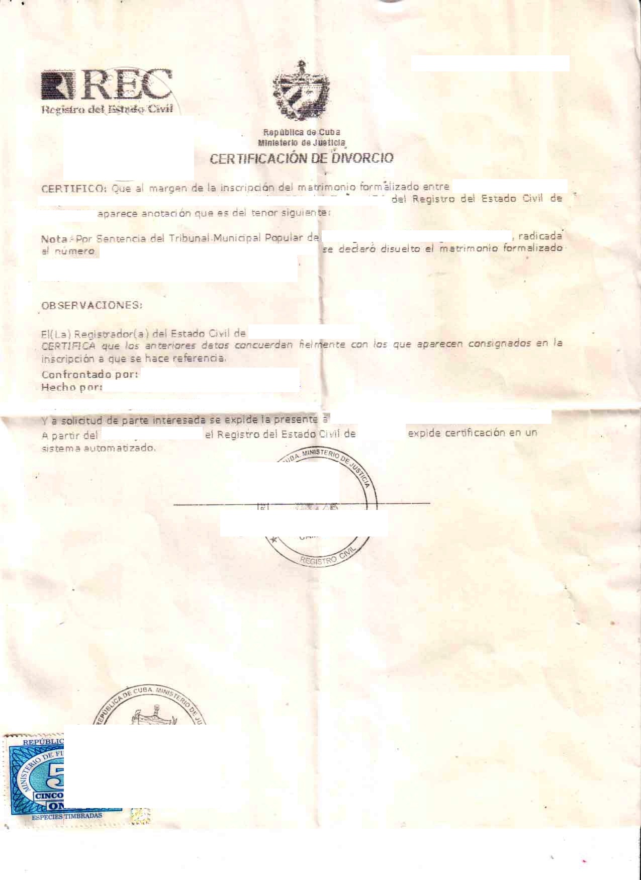 Cuban divorce certificate Cuban divorce certificate